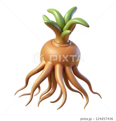 Cartoon mandrake root 3d illustration isolated on the transparent background 124857436