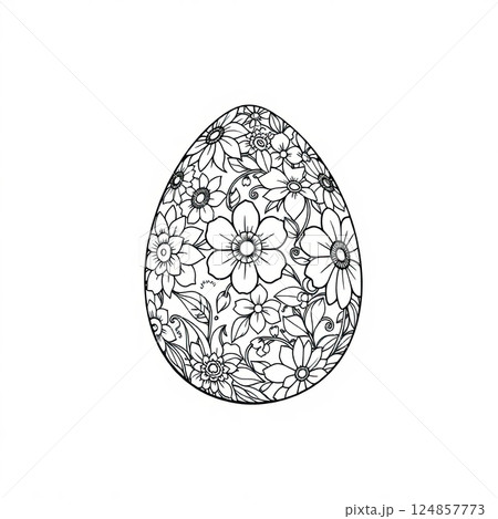 A unique Easter egg illustration featuring traditional patterns and fine lines. 124857773