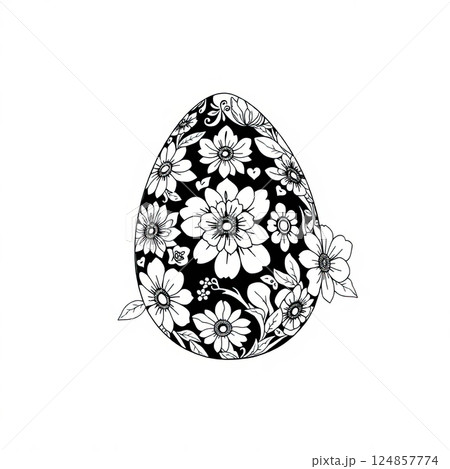 A unique Easter egg illustration featuring traditional patterns and fine lines. 124857774