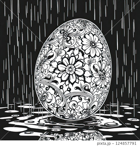 An artistic Easter egg drawing perfect for DIY coloring and springtime crafts. An artistic Easter egg drawing perfect for DIY coloring and springtime crafts. 124857791