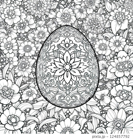 An artistic Easter egg drawing perfect for DIY coloring and springtime crafts. An artistic Easter egg drawing perfect for DIY coloring and springtime crafts. 124857792