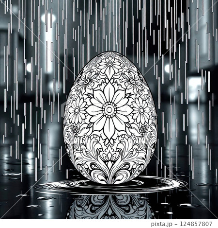 A beautifully detailed ornamental Easter egg design perfect for creative coloring. 124857807