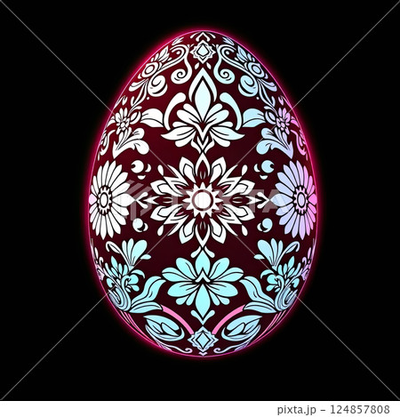 A beautifully detailed ornamental Easter egg design perfect for creative coloring. 124857808