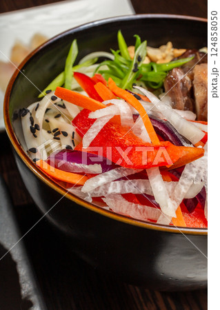 Beef Tail Soup with Egg and Vegetables, Japanese Beef Tail Soup with Egg and Vegetables, Japanese 124858050