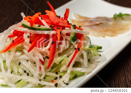 Salted Fish with Vegetables Japanese Style 124858101