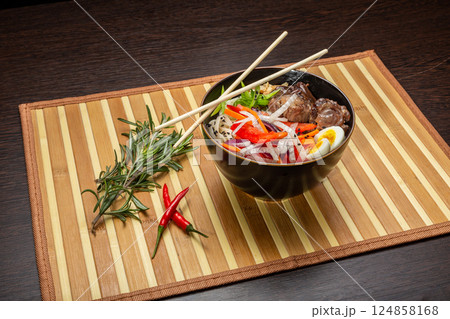 Beef Tail Soup with Egg and Vegetables, Japanese Beef Tail Soup with Egg and Vegetables, Japanese 124858168