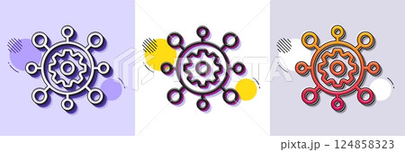 Framework line icon. Halftone dotted pattern. Gradient icon with grain shadow. Service maintenance sign. Execute development symbol. Line framework icon. Various designs. Vector 124858323