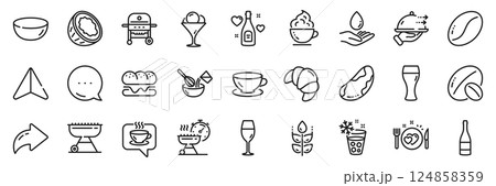 Espresso, Food delivery and Ice cream line icons pack. Share, Message, Paper plane icons. Wineglass, Romantic dinner, Coffee beans web icon. Coconut, Coffee, Ice maker pictogram. Vector Espresso, Food delivery and Ice cream line icons pack. Share, Message, Paper plane icons. Wineglass, Romantic dinner, Coffee beans web icon. Coconut, Coffee, Ice maker pictogram. Vector 124858359