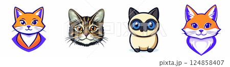 Cute Cat Portraits Playful Feline Characters Cute Cat Portraits Playful Feline Characters 124858407