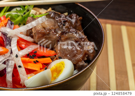 Beef Tail Soup with Egg and Vegetables, Japanese 124858479