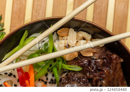 Beef Tail Soup with Egg and Vegetables, Japanese 124858480