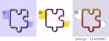 Puzzle piece line icon. Halftone dotted pattern. Gradient icon with grain shadow. Jigsaw game shape sign. Business strategy element. Line puzzle icon. Various designs. Vector Puzzle piece line icon. Halftone dotted pattern. Gradient icon with grain shadow. Jigsaw game shape sign. Business strategy element. Line puzzle icon. Various designs. Vector 124858665