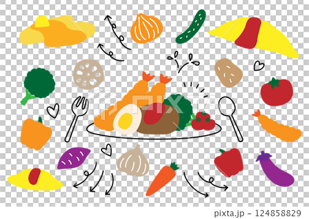 可愛的西餐蔬菜套餐 124858829