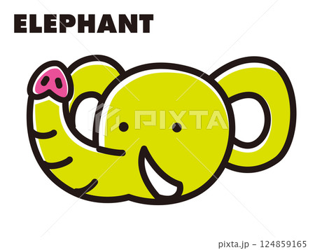 カラフルでポップ　シンプルな動物イラスト　ゾウ 124859165
