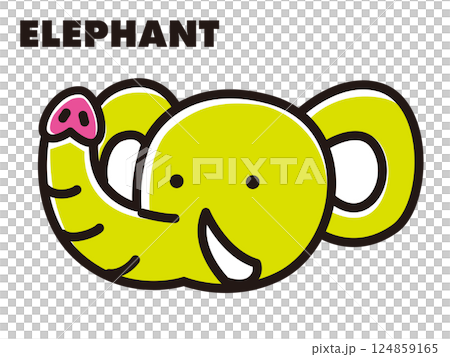 カラフルでポップ　シンプルな動物イラスト　ゾウ 124859165
