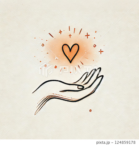 安心のイメージ　手の平にハート 124859178