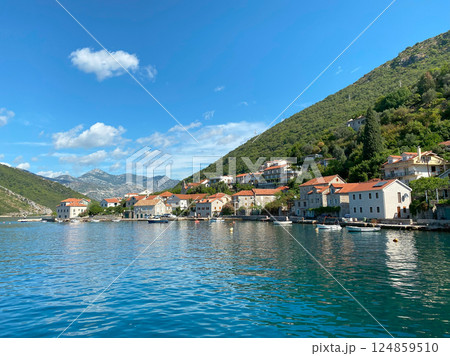 Waterfront panorama of historic town Lepetane in Montenegro Waterfront panorama of historic town Lepetane in Montenegro 124859510