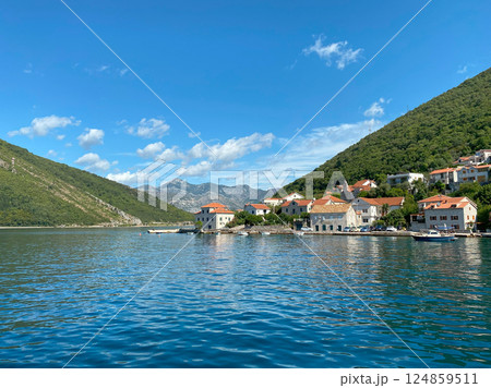 Waterfront panorama of historic town Lepetane in Montenegro Waterfront panorama of historic town Lepetane in Montenegro 124859511