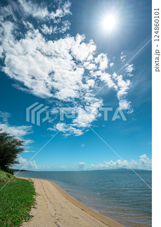 真夏の太陽が降り注ぐ石垣島・名蔵海岸のまぶしい絶景 124860101