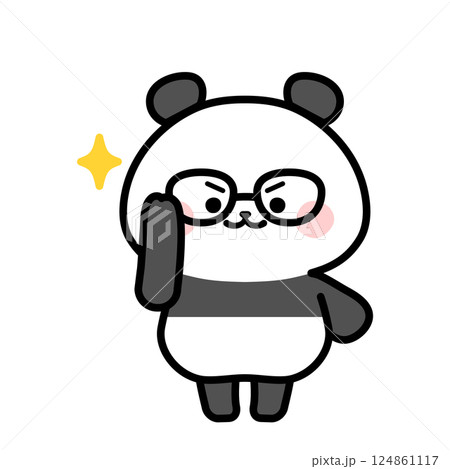 メガネを上げるパンダのイラスト 124861117