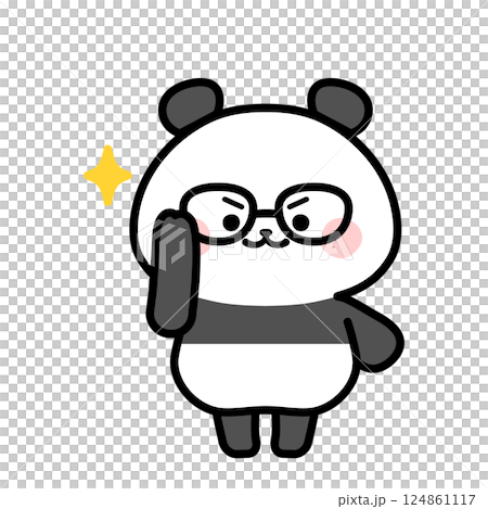 メガネを上げるパンダのイラスト 124861117