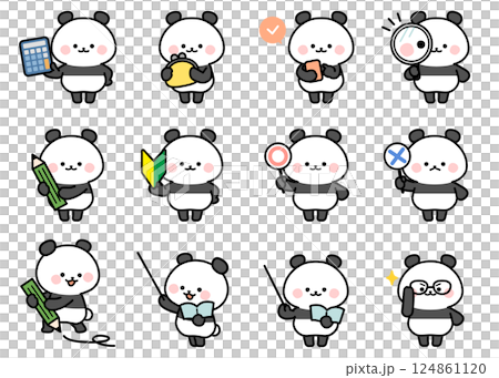 Illustration set of variation pandas holding 124861120