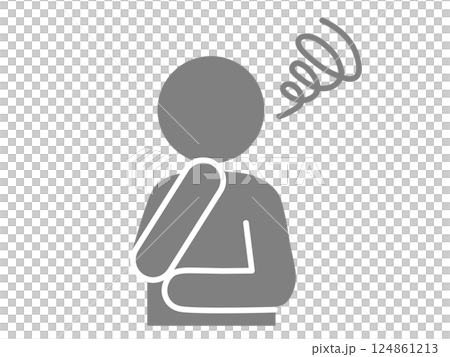 憂心忡忡的人的輪廓(思考的人圖示) 憂心忡忡的人的輪廓(思考的人圖示) 124861213