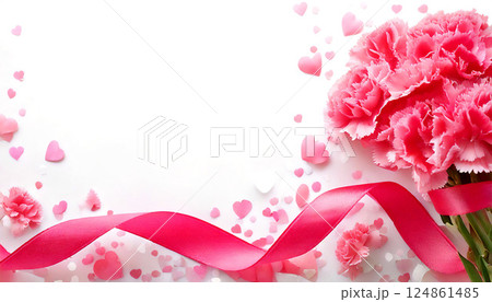 母の日の感謝を表す背景イメージ。 母の日の感謝を表す背景イメージ。 124861485