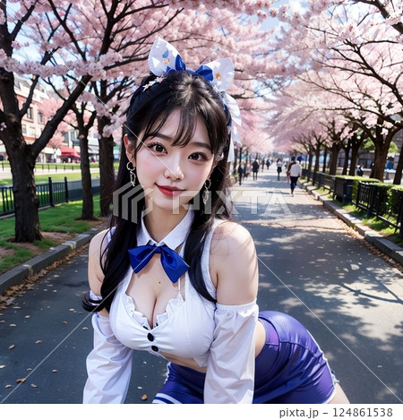 桜の下　ドレス・コスプレ 124861538