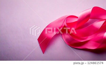 生成イメージ, ピンクの背景にピンクのリボン	 124861574