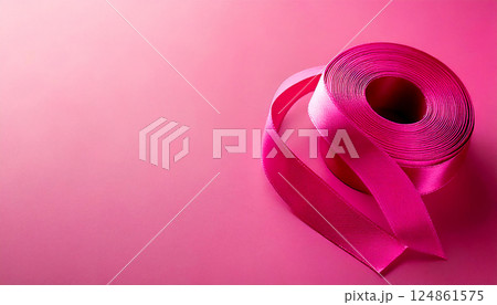 生成イメージ, ピンクの背景にピンクのリボン 生成イメージ, ピンクの背景にピンクのリボン 124861575