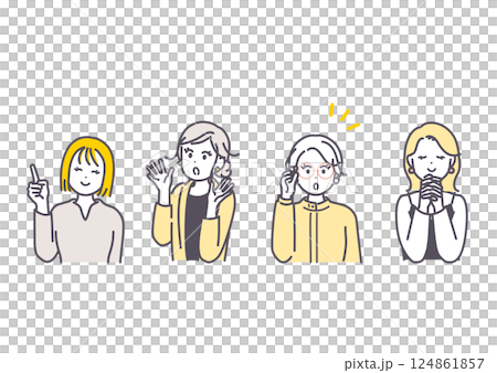 Illustration material of a woman in various poses 124861857