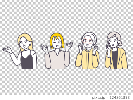 各種姿勢的女人的插畫素材 各種姿勢的女人的插畫素材 124861858