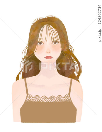下着姿の女性の美容イラスト パーソナルカラーイエローベース秋 下着姿の女性の美容イラスト パーソナルカラーイエローベース秋 124862734