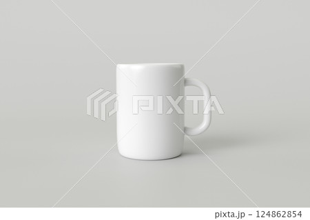 Close-up white coffee mug on grey background. 124862854