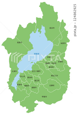 分割できる滋賀県地図 市町名称あり 分割できる滋賀県地図 市町名称あり 124862925