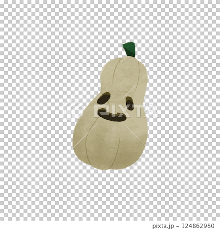 ハロウィンの白色のかぼちゃのジャックオランタンの手描きのかわいいカラーイラスト ハロウィンの白色のかぼちゃのジャックオランタンの手描きのかわいいカラーイラスト 124862980
