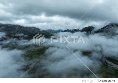 Beautiful high elevation mountains landscape in Sichuan,China Beautiful high elevation mountains landscape in Sichuan,China 124863074
