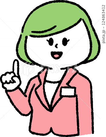 指差しをしているスーツの女性 指差しをしているスーツの女性 124863412