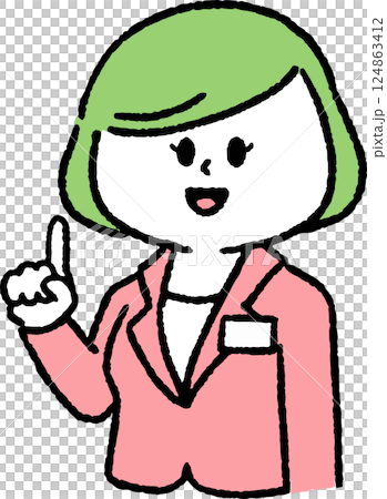 指差しをしているスーツの女性 指差しをしているスーツの女性 124863412
