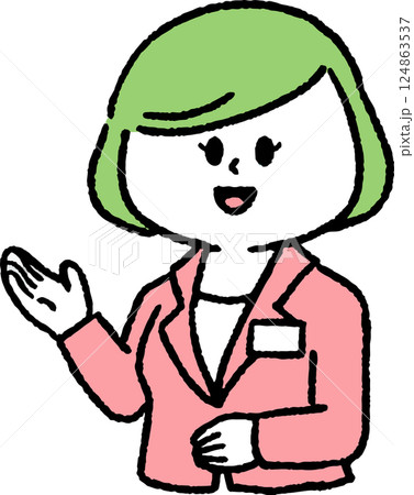 紹介しているスーツの女性 124863537
