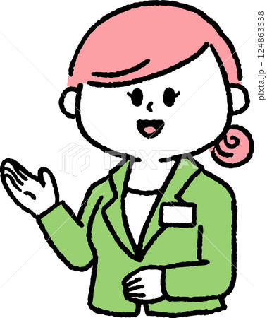 紹介しているスーツの女性 紹介しているスーツの女性 124863538