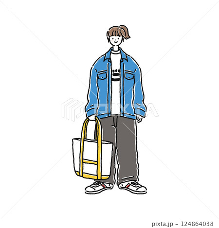 カジュアルコーデの女性 カジュアルコーデの女性 124864038