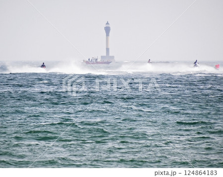 jet-skiers in the summer sea 124864183