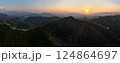 Panoramic aerial photograph of the Great Wall of China at sunset 124864697
