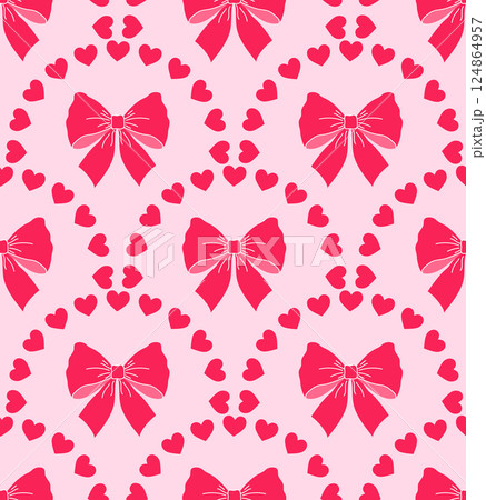 Seamless pattern with red bows and hearts Seamless pattern with red bows and hearts 124864957
