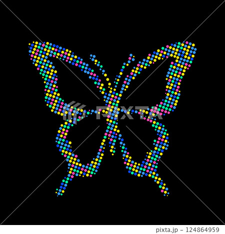 Butterfly made of colorful dots 124864959