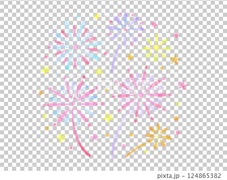 水彩畫:五彩繽紛的煙火插畫 水彩畫:五彩繽紛的煙火插畫 124865382