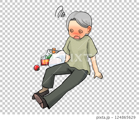 Elderly women who are in poor health and sit down due to heat stroke, etc. 124865629