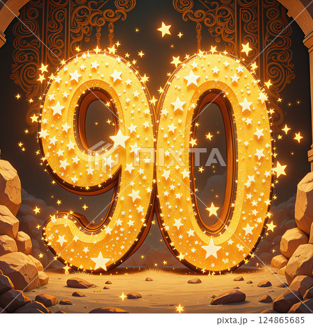Golden 90th birthday celebration. Golden 90th birthday celebration. 124865685